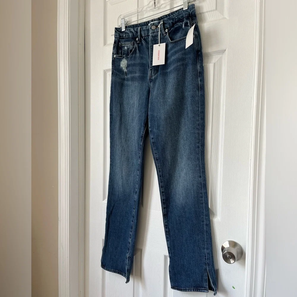 Good American Good Boy Double Slit Distressed Curvy Jeans 2/26